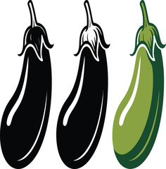 Vibrant eggplant illustrations showcasing culinary freshness and healthy eating appeal