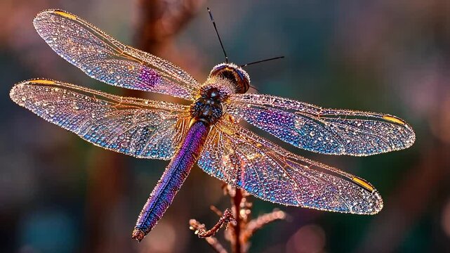 Dragonfly in Macro: The macro view captures the exquisite detail of a dragonfly, showcasing its iridescent wings and intricate body structure, a marvel of nature's design.