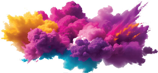 Abstract purple watercolor painting of a beautiful, light, and fluffy summer cloudscape