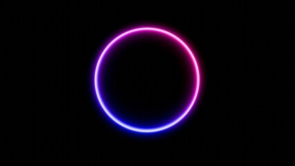 Saturated pink and blue glowing ring on black background. 3D render.