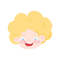 Angelic child emoticon pack featuring a wide range of emotions and curly blonde hair