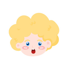 Angelic child emoticon pack featuring a wide range of emotions and curly blonde hair