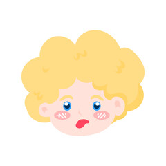 Angelic child emoticon pack featuring a wide range of emotions and curly blonde hair