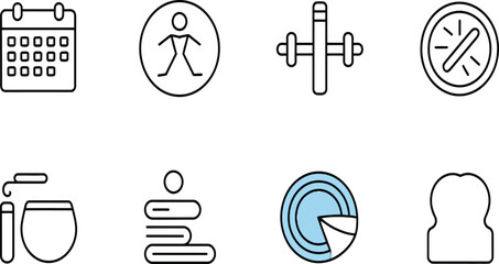 Modern icons for health, fitness, and business planning in a clean, professional style