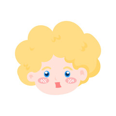 Angelic child emoticon pack featuring a wide range of emotions and curly blonde hair