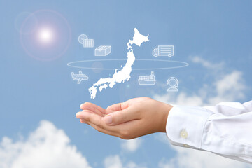 日本の物流の未来をイメージした画像素材