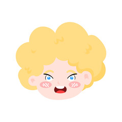 Angelic child emoticon pack featuring a wide range of emotions and curly blonde hair