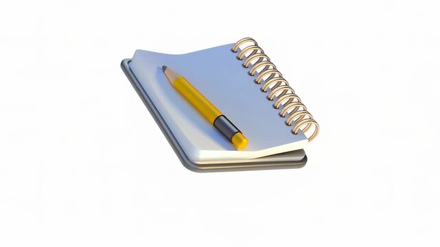 A shiny notebook with a pen resting on top of it, featuring a metallic design and spiral binding.