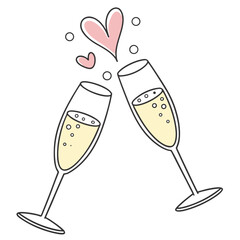 Minimalistic Champagne Flutes Toasting Icon