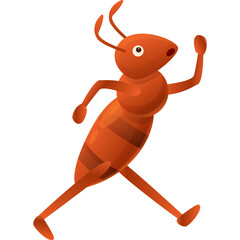Orange Ant Icon Running With Four Legs And Antennae Isolated On White Background