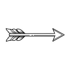 Vintage hand-drawn arrow icon in black for retro direction design