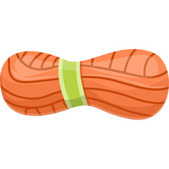 Orange ball of yarn with a light green band wrapped around the middle illustration on a white background