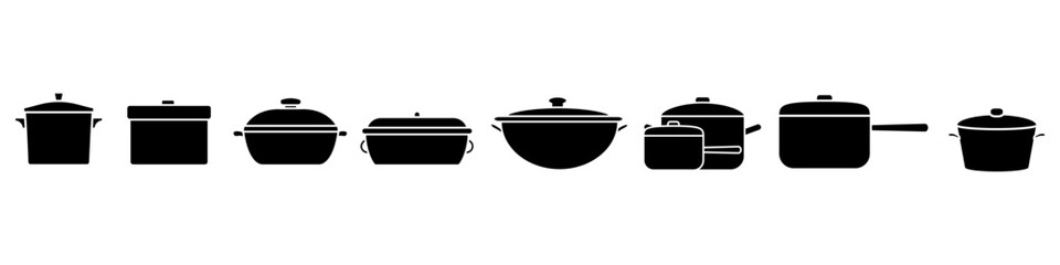 Pot icon vector set. kitchen illustration sign collection. kitchenware symbol. Food logo.