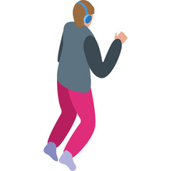 Person With Headphones Dancing Wearing Gray Sweater And Pink Pants With Transparent Background
