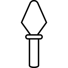 Outline drawing of a cake server with diamond shape spatula and cylindrical handle isolated on...