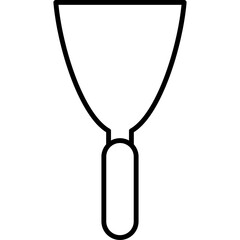 Outline Drawing of a Simple Scraper Tool with a Black Handle Against a Transparent White Background
