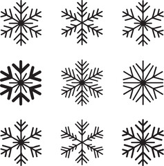 Geometric Snowflake Silhouette Set