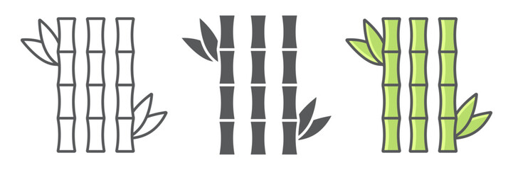 Bamboo icon, asian and plant, japanese tree sign, vector graphics, a linear pattern on a white background. editable stroke