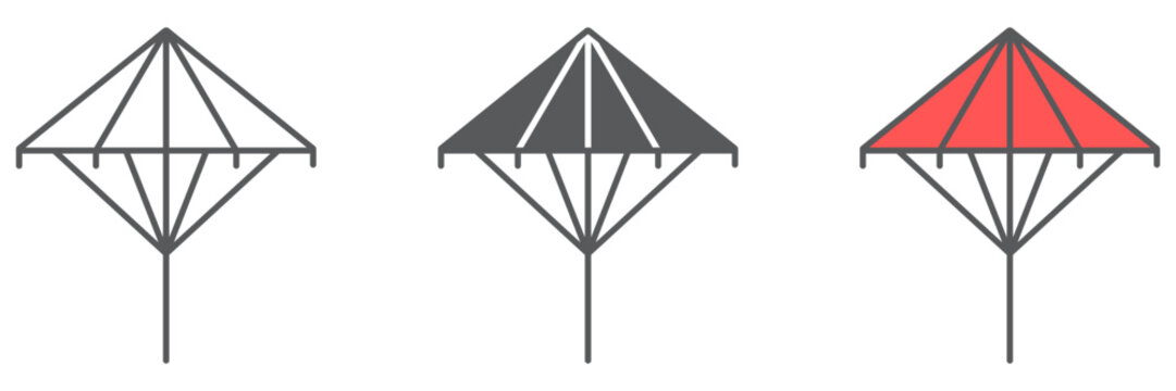 Wagasa icon, asian and accessories, japanese umbrella sign, vector graphics, a linear pattern on a white background. editable stroke