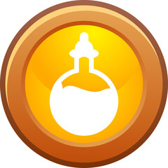 Orange Circular Icon With A White Potion Bottle Silhouette Inside And Fiery Golden Gradient Lighting