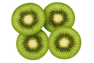 Fototapeta premium Kiwi slices forming square shape on transparent background, showing healthy tropical fruit snack