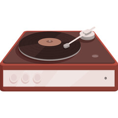 Fototapeta premium Retro Style Red Vinyl Record Player With Black Turntable And White Stylus On Transparent Background Vintage Audio Equipment For Music Playback