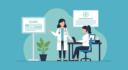 Doctor Explaining Diagnosis to Patient in Clinic Office.