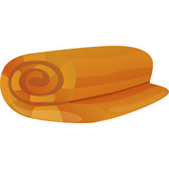 Rolled Orange Beach Towel With Stripes In A Cartoon Style On A Transparent Background