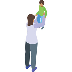 Parent Holding Child In Air With Transparent Background