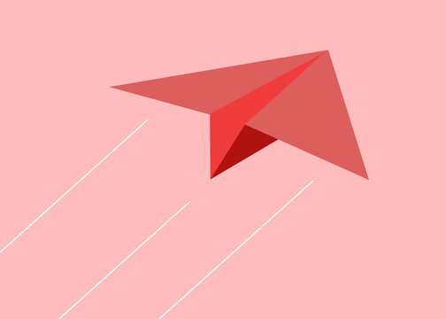 Red paper plane illustration representing flight and travel concept