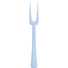 Pale Blue Two Pronged Kitchen Utensil for Carving Meat on Transparent Background Simple Isolated Object on White Canvas