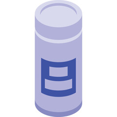 Pale Purple Cylindrical Can with Blue Rectangular Label on White Background Isometric View
