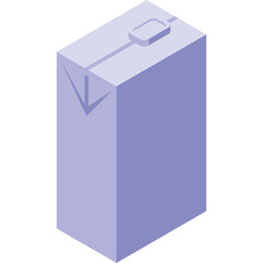 Pale Purple Rectangular Beverage Carton With Folded Top and Pouring Spout Isolated on Transparent Background