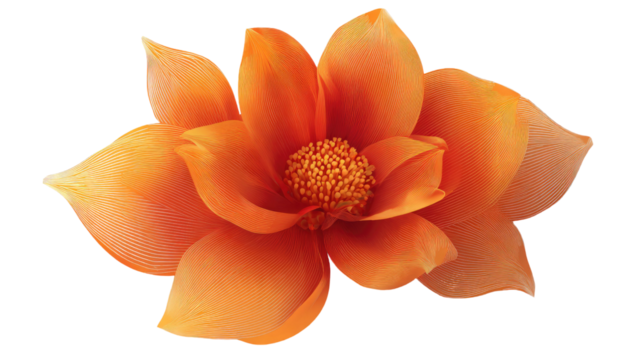 Abstract orange flower vector illustration with geometric petals, modern floral design element, decorative art pattern graphic isolated on white background
