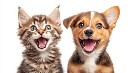 Obraz premium A portrait of surprised pets