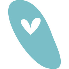 Pale Blue Oval Shape With White Heart Icon Minimalist Graphic Element With Transparent Background