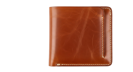 Premium Brown Leather Wallet with Hand Stitching and Natural Texture Isolated on Black Background