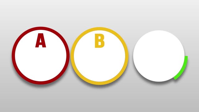 Template of 3 colored circles for infographics with a circle and outline, space for text. 4K