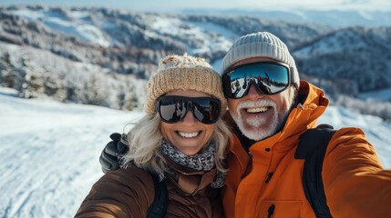 happy couple in winter