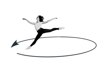 Composite art 3d creative image collage of happy ballerina girl jump arrow dancehall occasion choreography weekend relax event