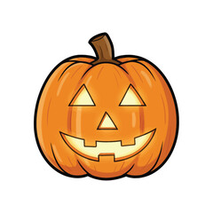Outline Icon: Single Large Jack-O'-Lantern with Simple Carving for Traditional Halloween