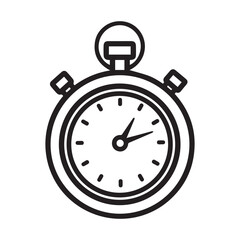 Minimalist Stopwatch Illustration Time Tracking Countdown Icon Deadline Reminder Productivity Timer Black and White