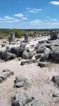 Summer view of rock formation Pobiti Kamani (Upright Stones), Varna region, Bulgaria