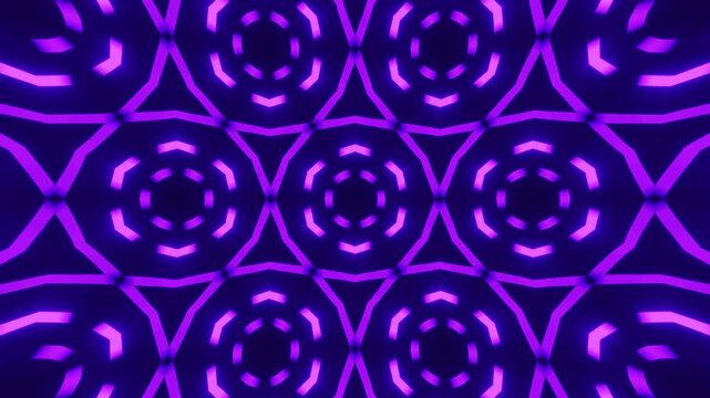 Abstract neon mandala kaleidoscope born from a six-sided mirror grid, its luminous fractal patterns perpetually transforming for meditative and spiritual video content