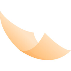 Orange paper sheet with curved edges floating against a white background representing abstract design elements and graphic resources