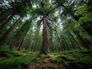 Fototapeta premium A tall Ponderosa pine in Arizona forest image