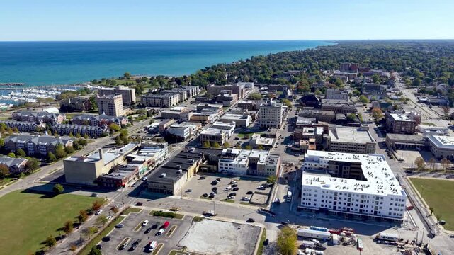 aerial orbit over kenosha wisconsin
