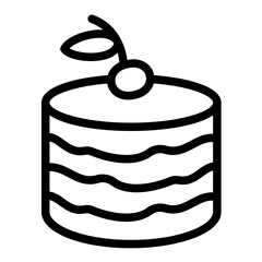 Puff cream cake line icon, desert sweets concept. Vector graphics. Delicious cake with cherry sign on white background, style icon mobile or web design.
