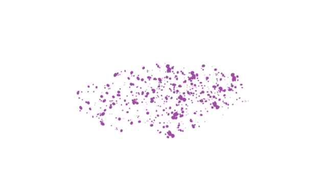 Vivid Purple Paint Splatter Droplets on Transparent Abstract Artistic Background with Dynamic Dot Pattern and Creative Digital Brush Effect