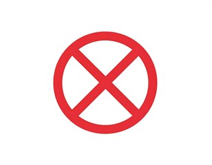 Red circle with an "X" through it, signifying a prohibition or restriction, against a plain white background